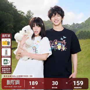 蜡笔涂鸦蝴蝶小狗短袖 Tombonia联名 T恤男女休闲情侣上衣 AFGK