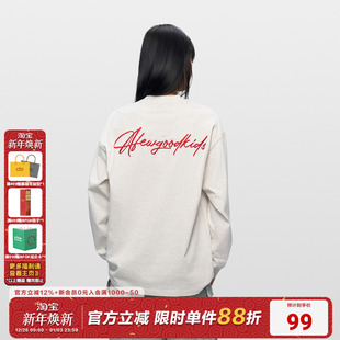 上衣 春秋男女体恤休闲打底衫 AFGK25FW草写字体刺绣长袖 T恤美式