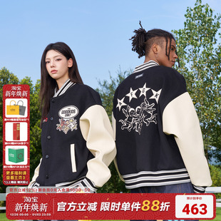 AFGK24FW潮牌天使刺绣贴皮棒球服秋冬男女美式 复古男女夹克外套