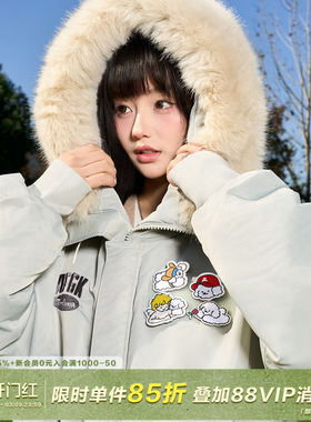 AFGK x Tombonia联名 小狗魔术贴毛领棉服男女秋冬加厚情侣派克服