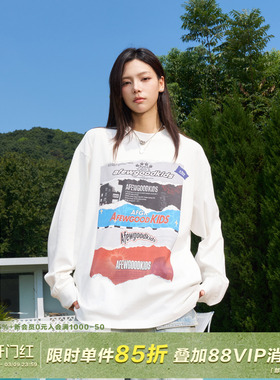 AFGK24FW美式撕纸海报长袖T恤男女潮牌休闲打底衫春秋情侣上衣