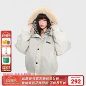 AFGK25FW豹纹貂毛连帽棉服男女冬季 加厚毛领派克服情侣棉衣外套