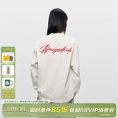 上衣 春秋男女体恤休闲打底衫 AFGK25FW草写字体刺绣长袖 T恤美式