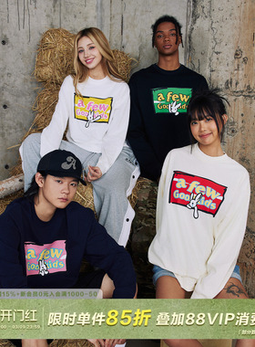 AFGK24FW国潮美式兔子涂鸦印花长袖T恤男女春秋情侣装休闲打底衫