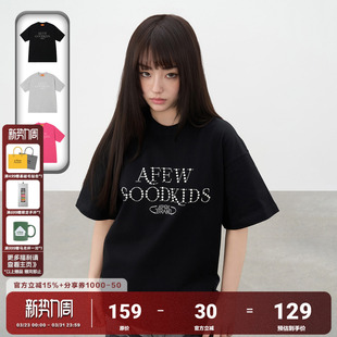 美式 情侣同款 休闲百搭男女上衣体恤 T恤夏季 AFGK25SS珍珠烫钻短袖