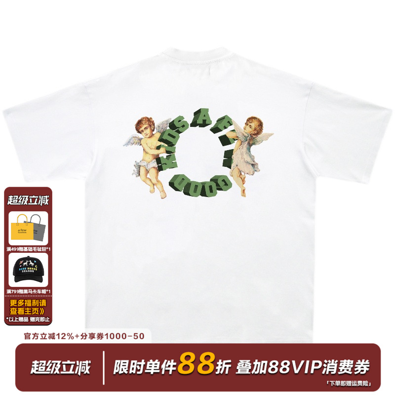 支线黑白天使国潮印花恤