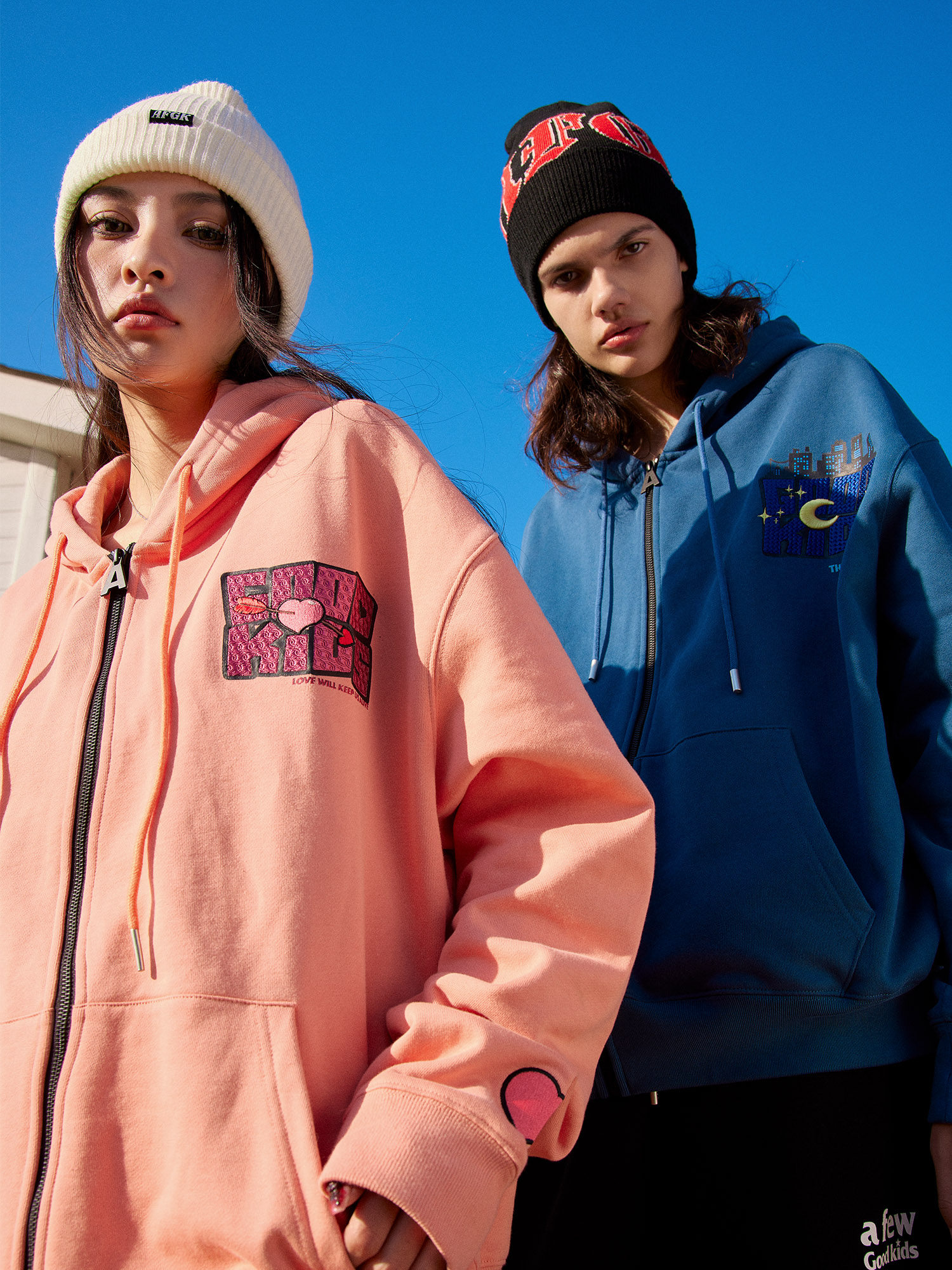 FFF 공식 AFGK 국가 트렌드 지퍼 자수 카디건 스웨트 셔츠 봄 가을 남성 및 여성 까마귀 미국 커플 캐주얼 재킷