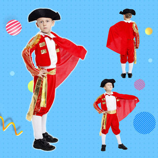 包邮万圣节万圣节cos服装儿童舞会演出服饰男童西班牙斗牛士服装