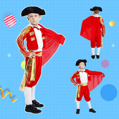 包邮万圣节万圣节cos服装儿童舞会演出服饰男童西班牙斗牛士服装