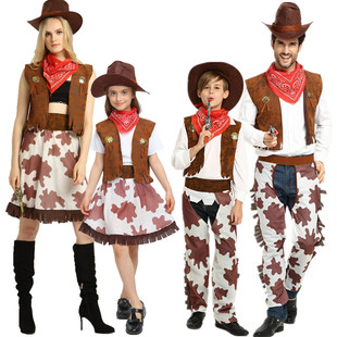 万圣节儿童服装牛仔衣服西部牛仔服装 儿童成人男女西部牛仔帽