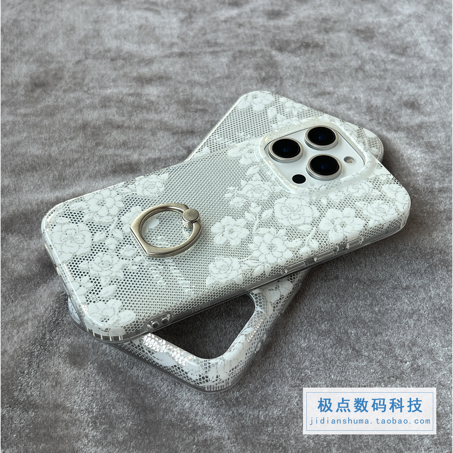 满屏白色玫瑰适用苹果17手机壳高级感女款iphone15内置指一体环扣支架16promax硅胶防摔软壳蕾丝纹梦幻小众潮