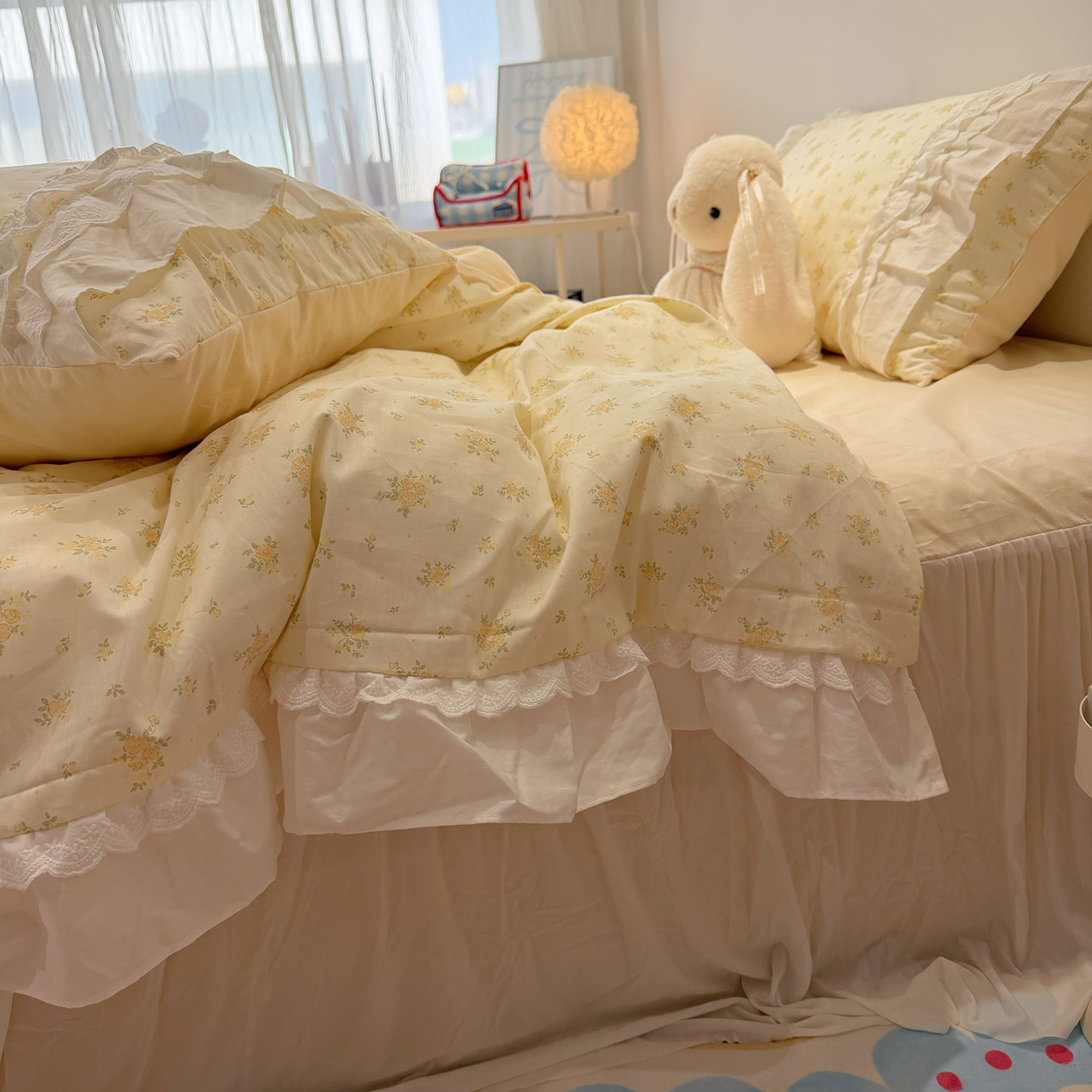 ins小清新碎花纯棉床裙款四件套少女心全棉床单被套学生宿舍床品4