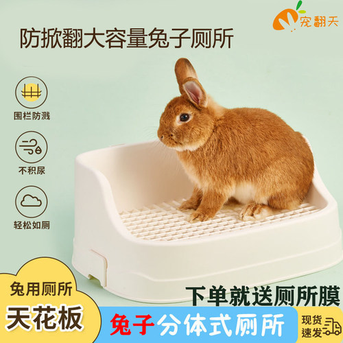 洁西兔子厕所分体式便盆防掀翻超大容量荷兰猪龙猫用品兔笼子厕所