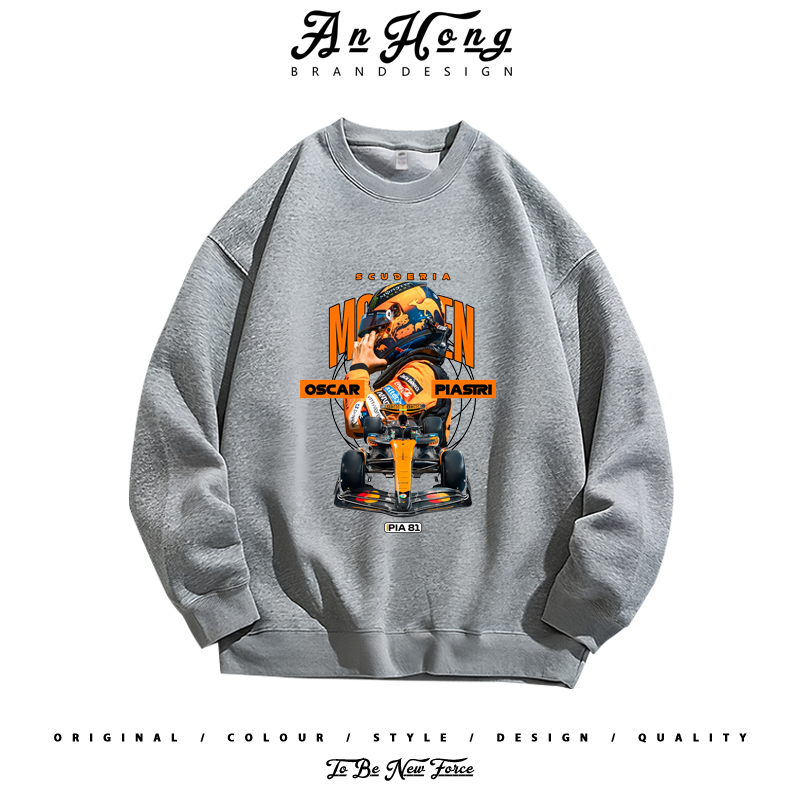 迈凯伦F1车队奥斯卡·皮亚斯特里赛车服宽松圆领卫衣男装长袖T恤