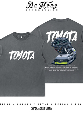 日产丰田GR86复古印花重磅纯棉百搭短袖T恤男装宽松休闲上衣潮牌