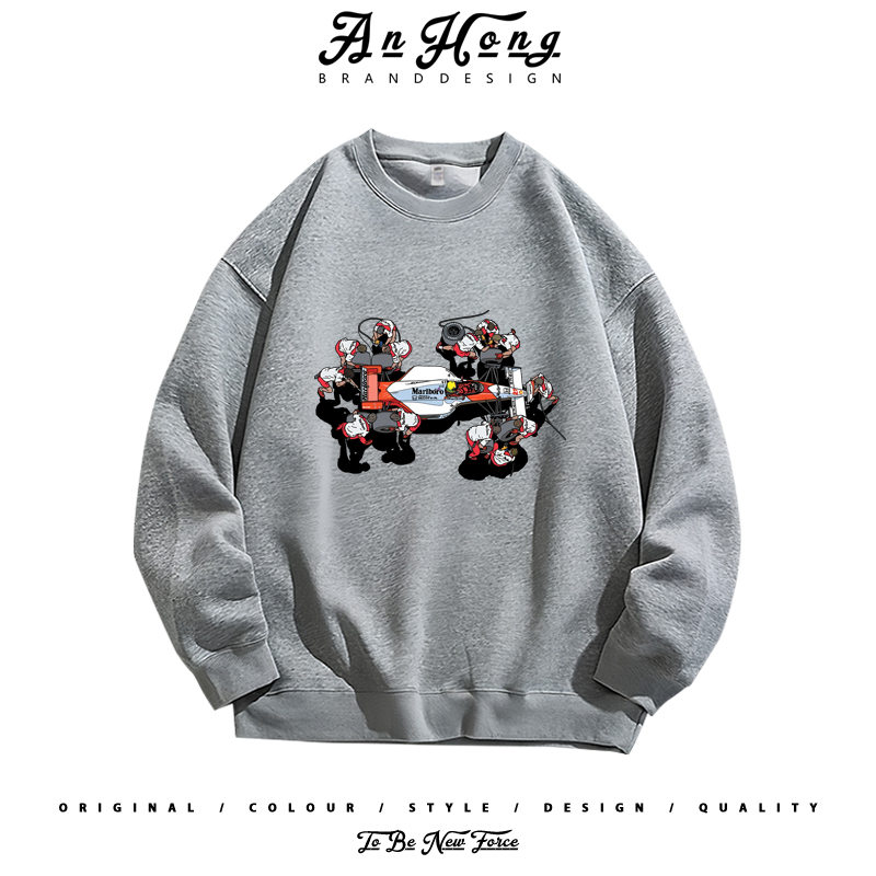 F1本田方程式赛车美式重磅纯棉卫衣男装潮牌小众设计高街长袖T恤