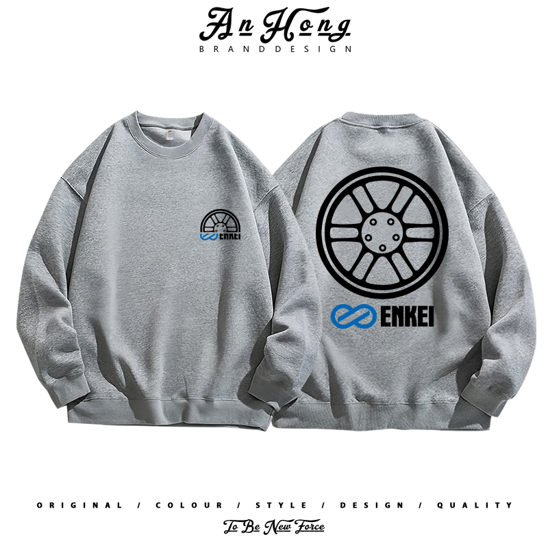 日本JDM改装车ENKEI轮毂锻造旋压RPF1美式纯棉圆领卫衣服男装潮牌