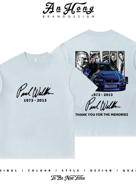 尼桑GTR34改装文化JDM纪念保罗沃克美式纯棉短袖T恤男装宽松休闲