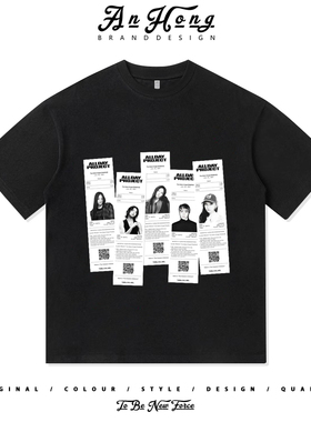 Alldayproject韩国男女组合复古印花纯棉短袖T恤百搭男装情侣上衣