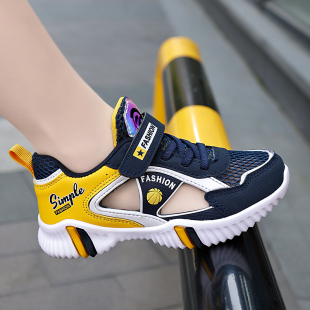 国货品牌儿童运动凉鞋2026春夏新款男童鞋子镂空中大童单网框子鞋