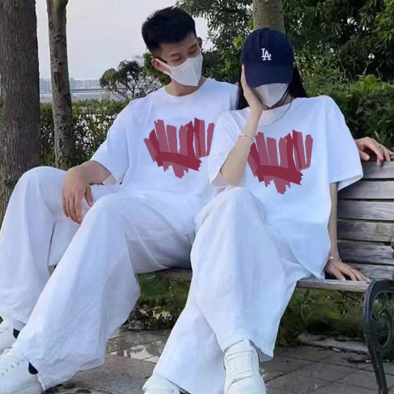 夏季情侣纯棉短袖t恤女2025新款爆款大码体恤宽松显瘦上衣夏装ins
