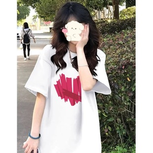 体恤 2025年新款 短袖 t恤女士设计感小众夏季 白色正肩洋气纯棉半袖