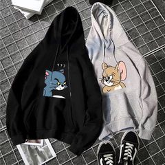 连帽卫衣男女秋冬季潮流宽松外套猫和老鼠学生班服宽松便宜情侣装