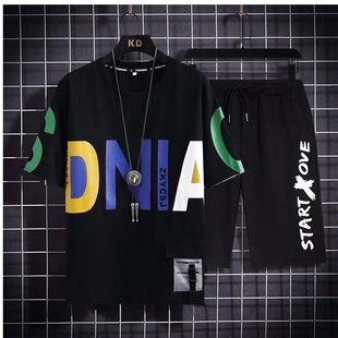 2025新款夏季休闲套装男生潮流百搭短袖韩版中小学生帅气一套衣服