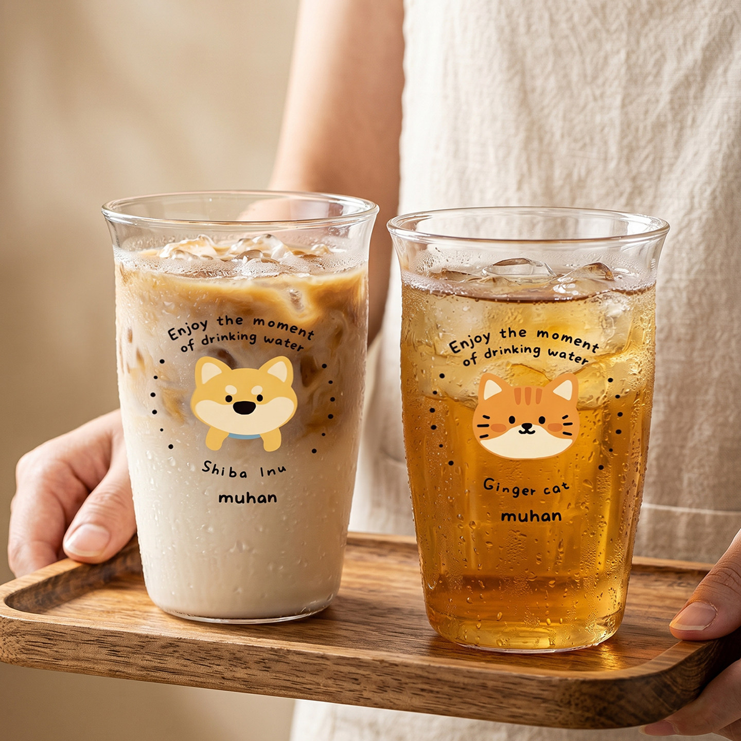 女生高颜值高硼硅玻璃杯泡茶果汁杯早餐咖啡杯牛奶杯可爱吸管水杯