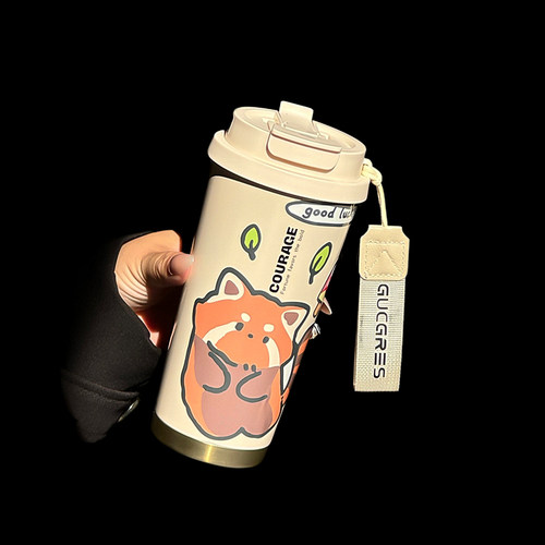 高颜值陶瓷内胆吸管保温杯520ml