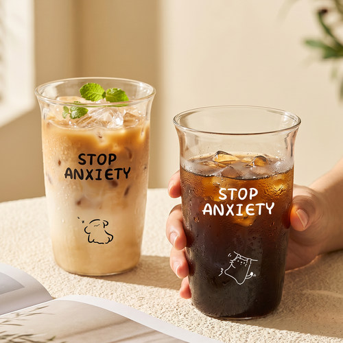高颜值情侣可爱动物玻璃吸管杯