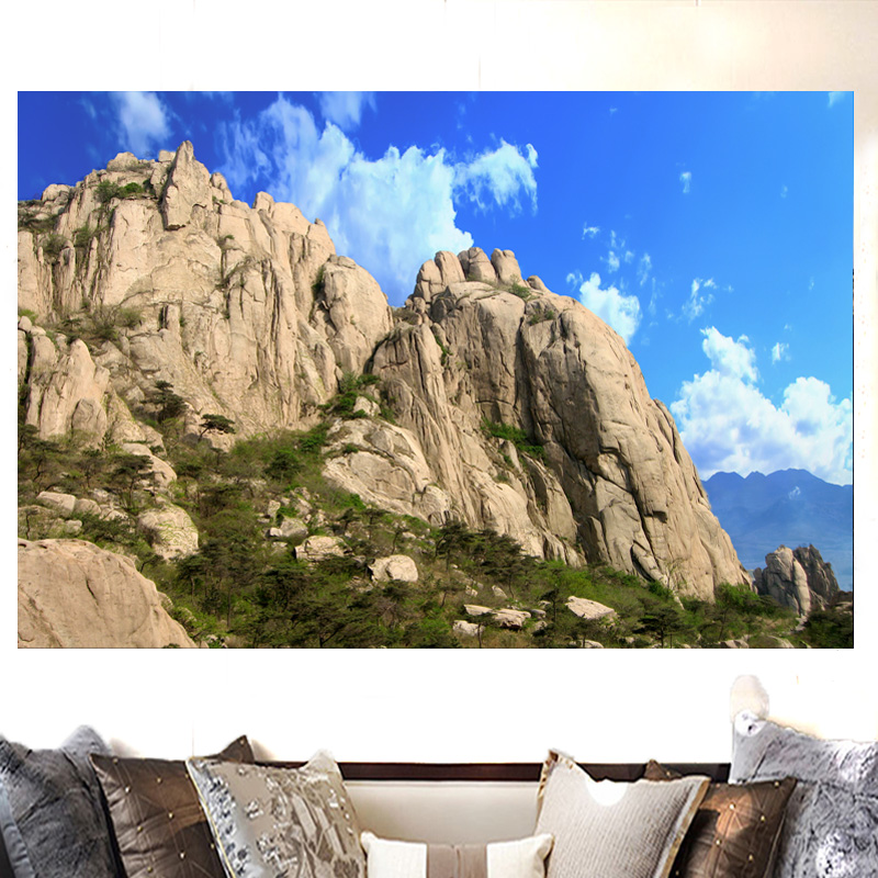 九仙山招财有山无水大靠山水风景画自然风景高山客厅自粘墙贴画