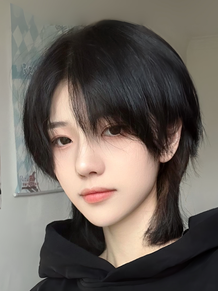 鲻鱼头假发女短发日系时尚潮流狼尾男女通用自然蓬松整顶假发套