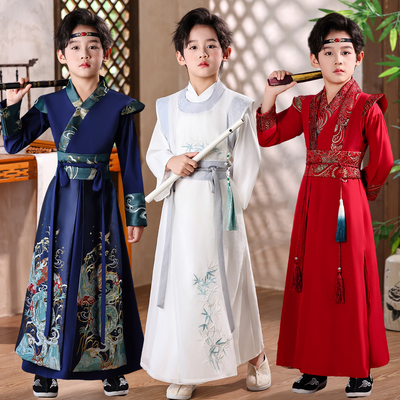 汉服男童春秋款2025新款武侠风唐装中国风儿童少爷古装元旦演出服