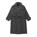 秋冬毛呢大衣男韩版宽松过膝中长款格子风衣加厚外套ＭX909-P155，男装毛呢大衣，星座713-1