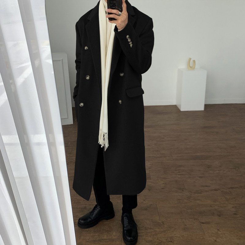 冬季高级感毛呢大衣中长款韩版宽松百搭英伦风衣外套MX920-P135，男装毛呢大衣，星座713-1
