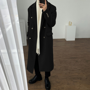 冬季高级感毛呢大衣中长款韩版宽松百搭英伦风衣外套MX920-P135,男装毛呢大衣,星座713-1