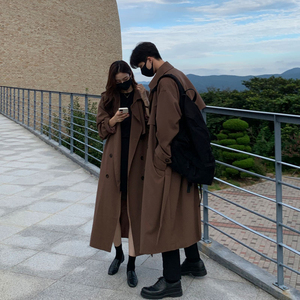 棕色肯辛顿风衣男秋季中长款过膝韩系情侣大衣高级感巴尔玛肯外套