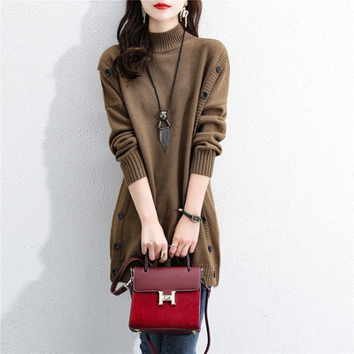 韩版高领秋冬套头针织衫