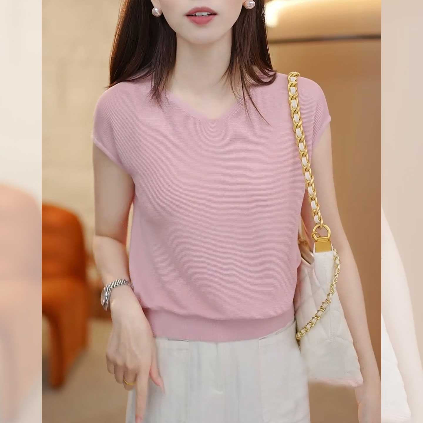 桑蚕丝短袖t恤女新款夏季冰丝