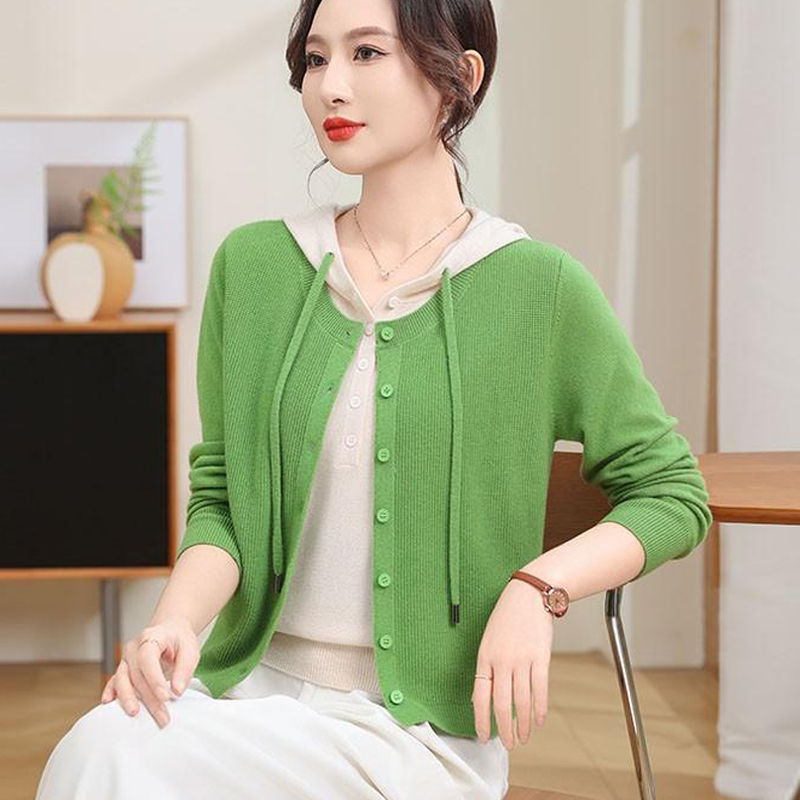 新款显瘦洋气毛针织连帽衫