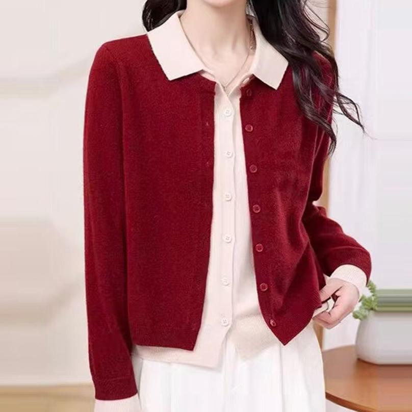 翻领百搭拼色时尚女装洋气百搭