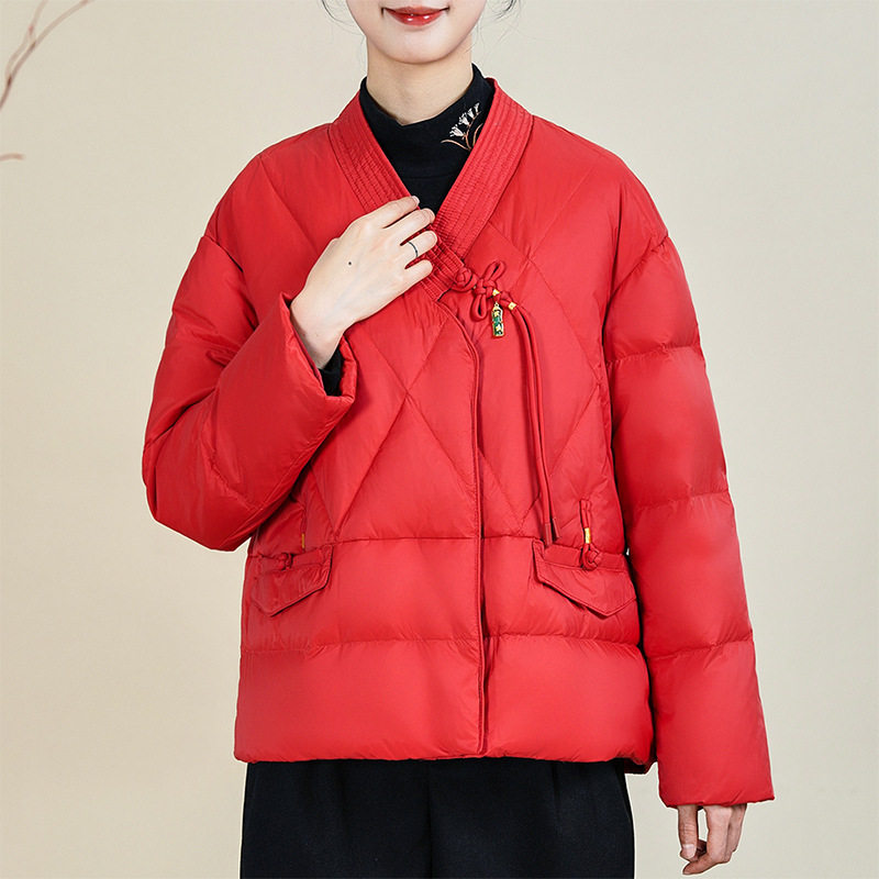 复古新中式国风羽绒服女冬2025新款90白鸭绒加厚保暖妈妈上衣外套,女装/女士精品,羽绒服,淘宝优惠券,粉丝福利购,淘宝优惠卷