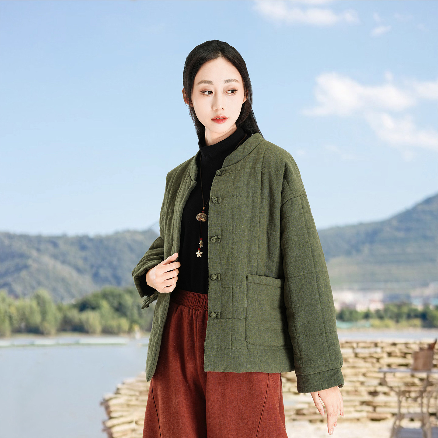 复古风中式盘扣棉衣女2025冬季新款棉麻夹棉棉袄加棉短款棉服外套,女装/女士精品,棉衣/棉服,淘宝优惠券,粉丝福利购,淘宝优惠卷