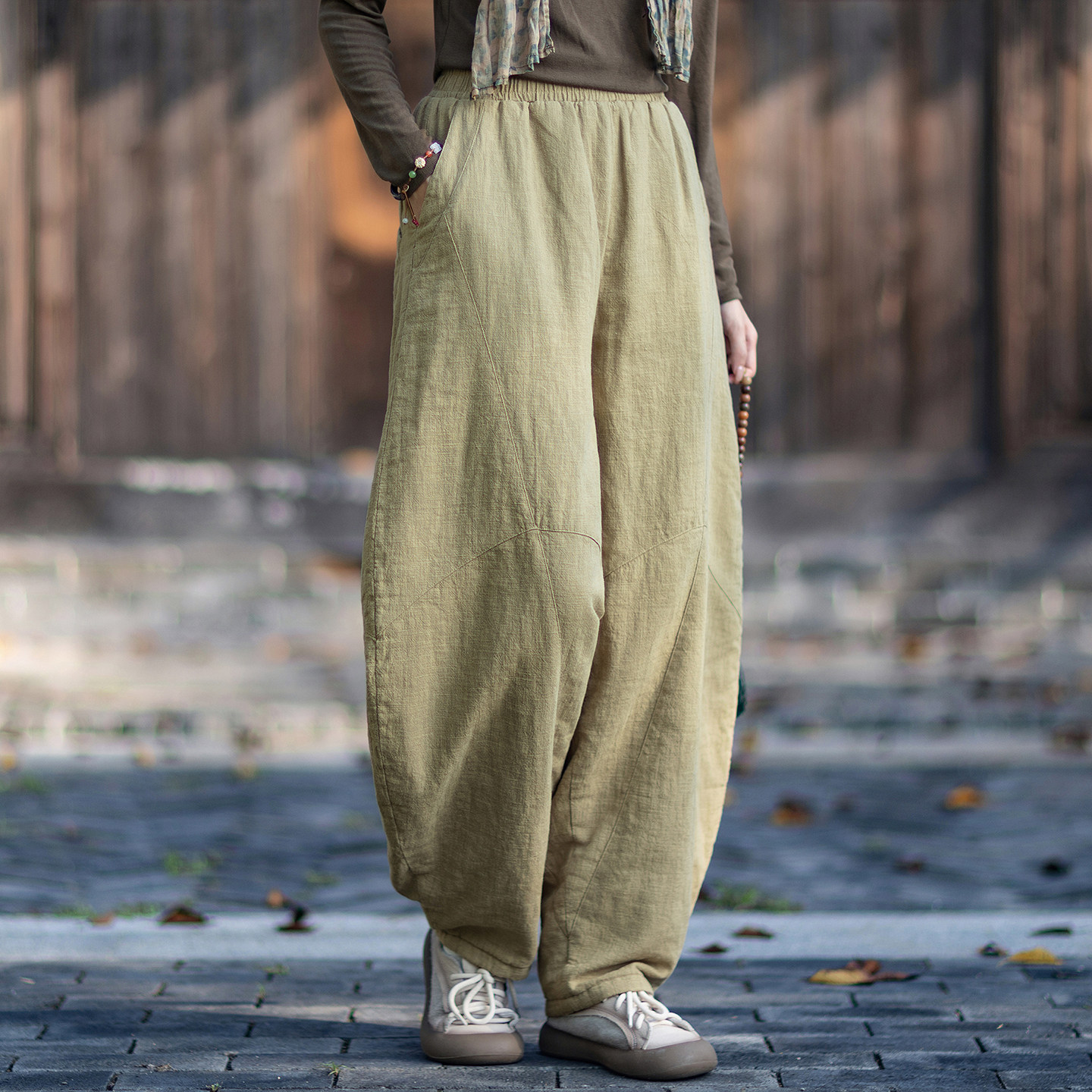 棉麻高腰灯笼裤女夹棉宽松慵懒感休闲裤复古棉裤加棉长裤太极裤,女装/女士精品,棉裤/羽绒裤,淘宝优惠券,粉丝福利购,淘宝优惠卷