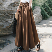 休闲纯棉直筒裤 宽松设计感裙裤 女春秋2026新款 复古高腰显瘦阔腿裤