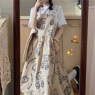 300斤大码春秋套装背带连衣裙少女法式小众初恋复古温柔可爱甜美