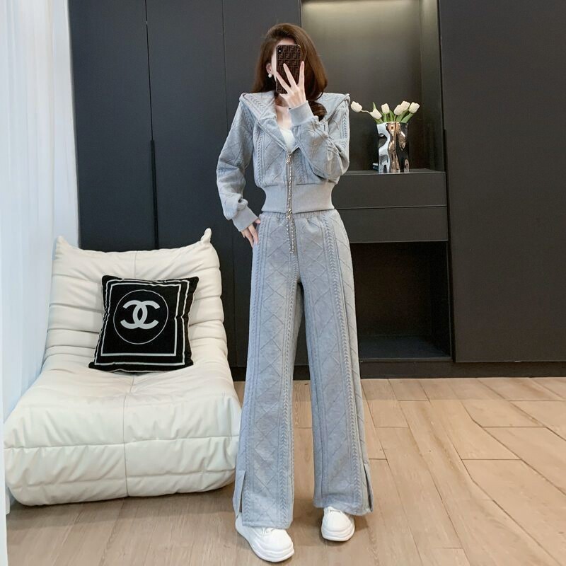 小香风显瘦气质套装女小个阔腿裤2025新款春秋高级感两件洋气百搭,女装/女士精品,时尚套装,淘宝优惠券,粉丝福利购,淘宝优惠卷