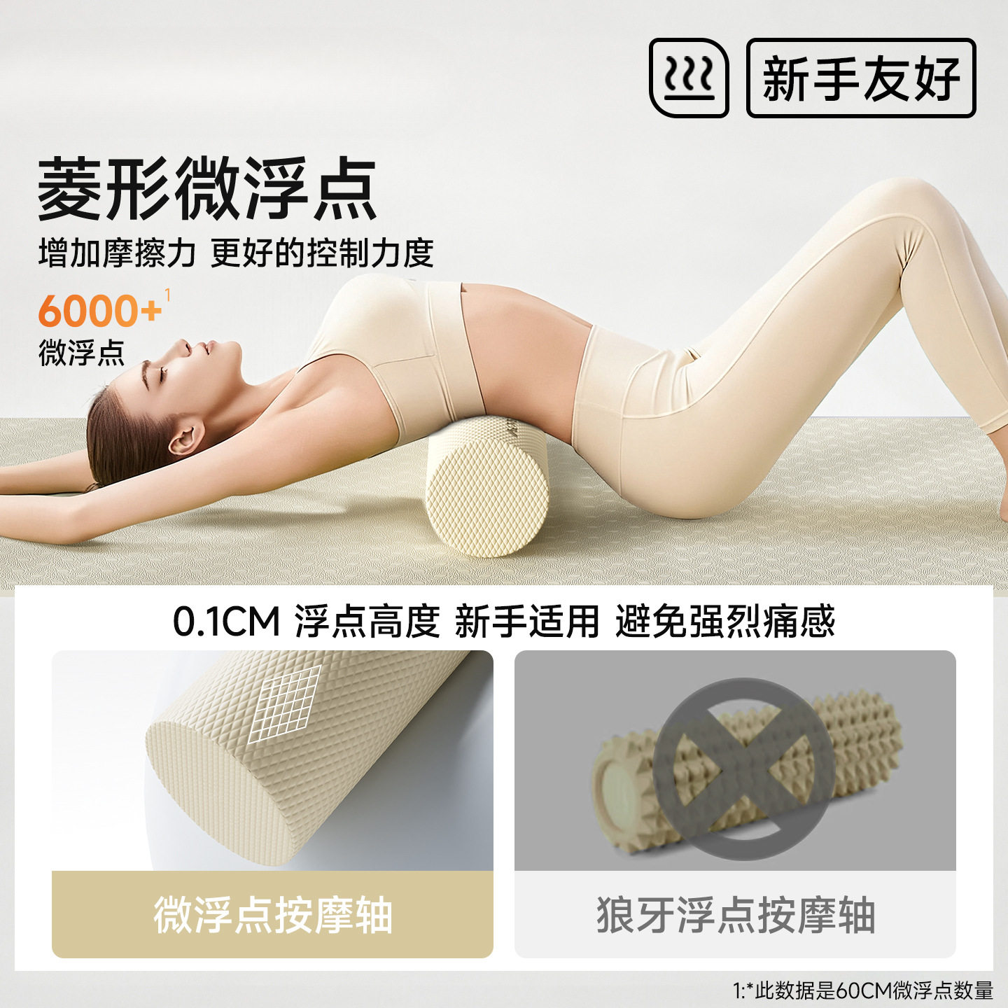 新品实心浮点泡沫轴肌肉放松业滚轴瘦腿压腿初学者动瑜伽滚背