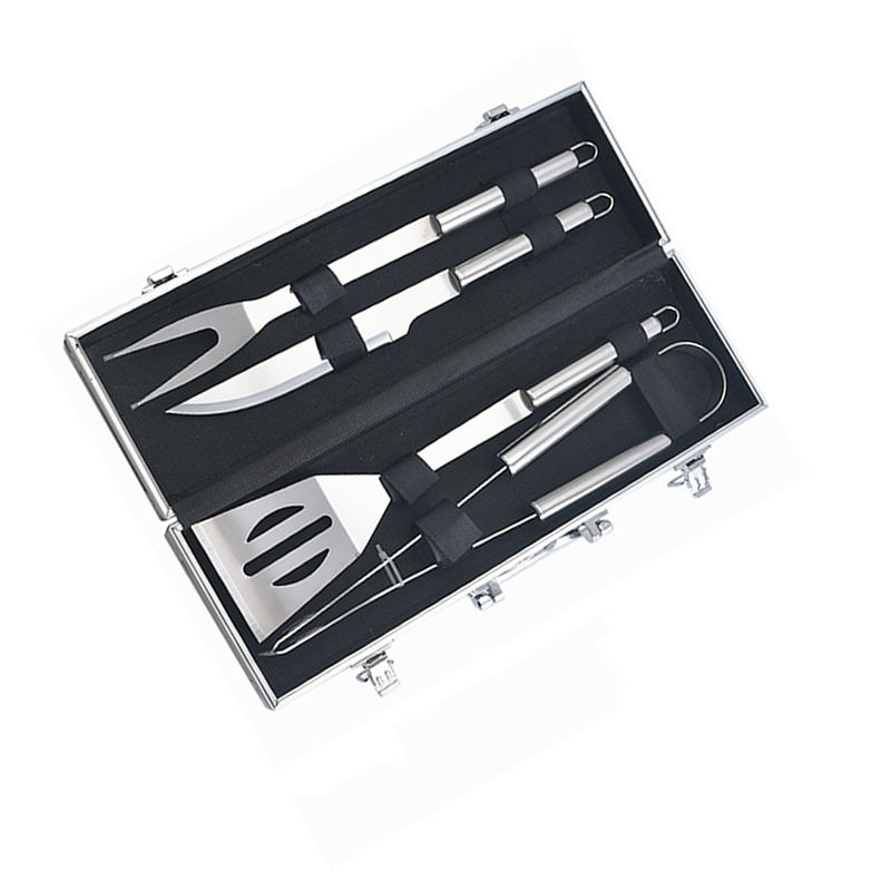 新品亚马逊 烧烤工具铝箱6件套 BBQ不锈钢烤具4件套 户外烧烤用具